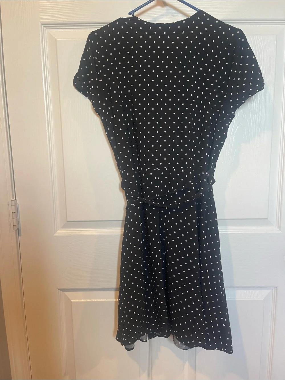 Old Navy Black Polka Dot Wrap Mini Dress Size Large